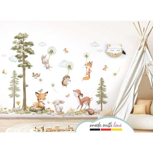 XXL Sticker Set Forest Animals Wall Sticker for Children's Room Dandelion Animals Wall Sticker for Baby Room Wall Sticker Decoration