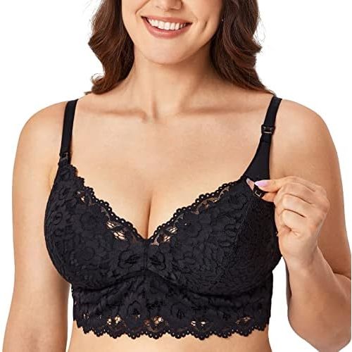 MOMANDA Women's Lace Nursing Bra Wirefree Padded Breastfeeding Maternity Bralette Cute More Coverage