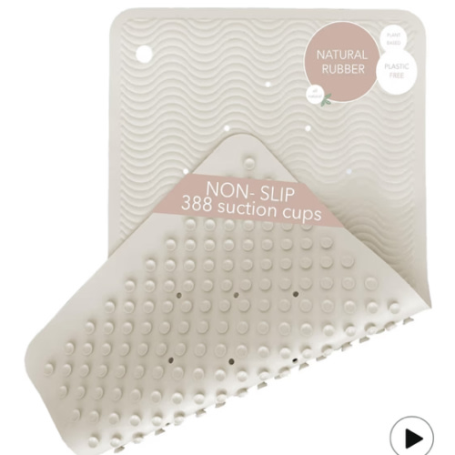 HEVEA Natural Rubber Wave Bath Mat – Long 28 × 16 in - Non-Slip Shower & Bathtub Mat with 388 Suction Cups, Plastic-Free & Biodegradable (Marble)