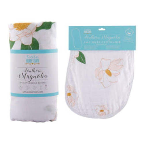 Southern Magnolia Baby Swaddle Blanket & Bib