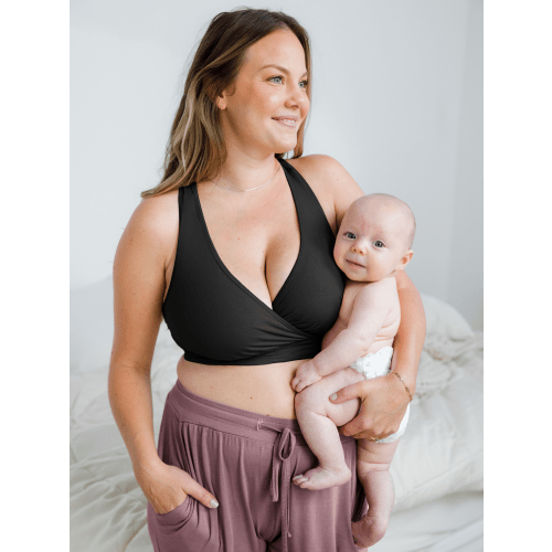 French Terry Racerback Nursing & Sleep Bra | Black