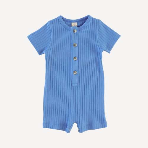 short sleeve union shortie | azure | organic cotton wide rib