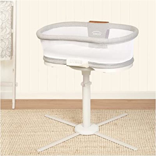 HALO BassiNest Luxe Swivel Sleeper, Over-Bed Baby Bassinet with 360° Rotation, Vibrations, White Noise, Nightlight, and Safe Close-Sleeping Design, Dove Grey Tweed