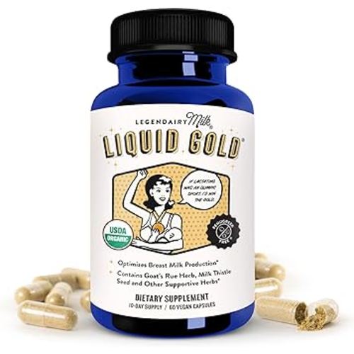 Legendairy Milk Liquid Gold Lactation Supplement, Organic Goat's Rue Lactation Support with Milk Thistle, Shatavari, Fennel, Alfalfa and Anise, Breastfeeding Supplements, 60 Vegan Capsules