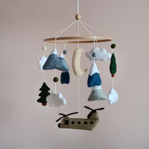 Chinook helicopter baby mobile, Jet baby mobile, Boy nursery mobile decor, New baby gift, Baby shower gift