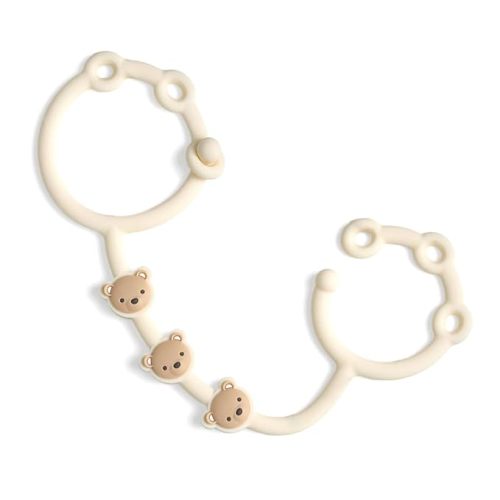 Itzy Ritzy Toy & Snack Cup Strap – Adjustable Strap for Keeping Baby's Toys Nearby – BPA-Free Silicone – Tether for Strollers, High Chairs & Car Seats – Dishwasher Safe (Bear)