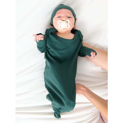 Baby Knotted Gown & Hat Set | Evergreen