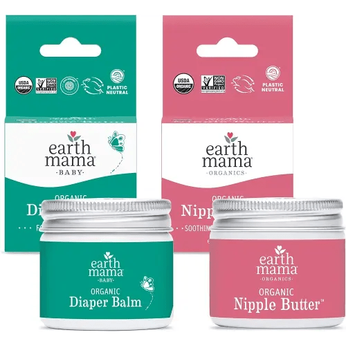 Earth Mama Nipple Butter™ & Diaper Balm | Nipple Cream & Organic Skincare for Baby | Breastfeeding & Postpartum Essentials Bundle