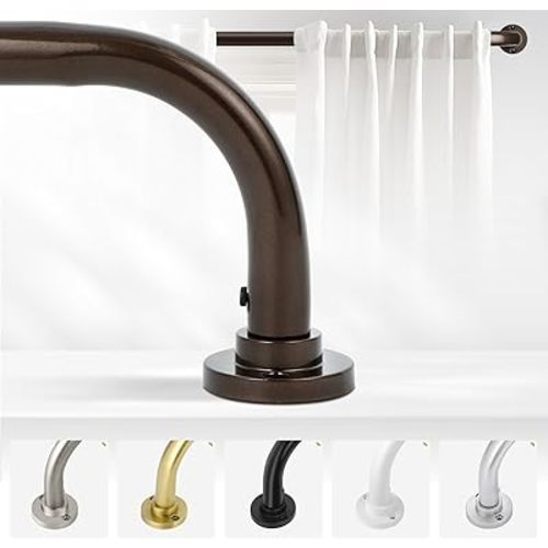 Bronze Wrap Around Curtain Rods,Bronze Curtain Rods for windows 28 to 48 inch(2.3-4Ft),1 Inch Diameter Blackout Curtain Rod,Adjustable Room Darkening Drapery Rods,Window Curtains Rod 28-48",Brown