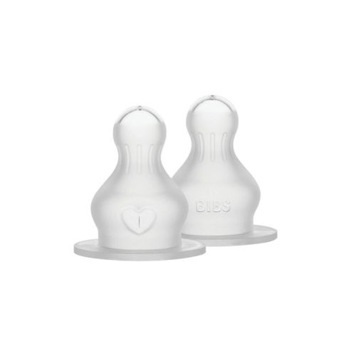 Bibs Silicone Baby Bottle Nipples Round - Level 3 - Fast Flow - 2pk