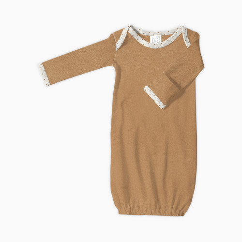 SwaddleDesigns Cotton Knit Long-sleeve Pajama Gown with Mitten Cuffs - Heathered Butterum, 0-3 M