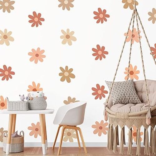 36 Pcs Daisy Wall Decals Flower Boho Daisy Wall Stickers Peel and Stick Floral Stickers Nursery Bedroom Living Room Decor(Bright Daisy)