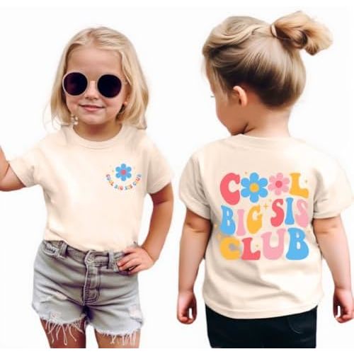 Toddler Big Sister Shirt in My Big Sis Era Graphic Tees Cool Big Sis Club Tshirt Announcement for Baby Girls Outfits