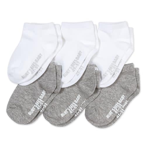 Burt's Bees Baby Unisex Baby Socks Ankle or Crew Height Made with Soft Organic Cotton, 6 Packs with Non-Slip Grips for Babies