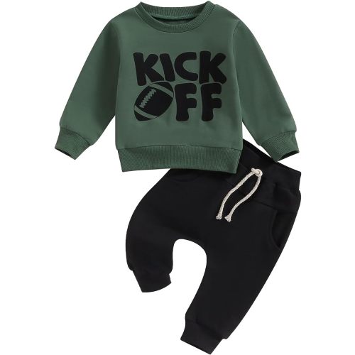 Baby Boy Clothes Fall 6 12 18 24 Months Football Long Sleeve Pullover Tops & Pant Sets Toddler Winter Outfits