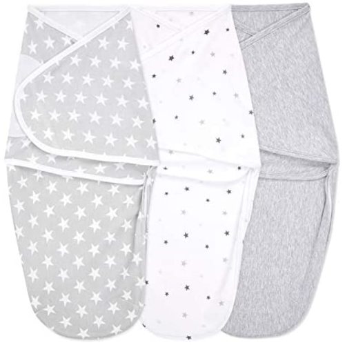 aden + anais Essentials Easy Wrap Swaddle, Cotton Knit Baby Wrap, Newborn Wearable Swaddle Sleep Sack, 3 Pack, Twinkle, 0-3 Months