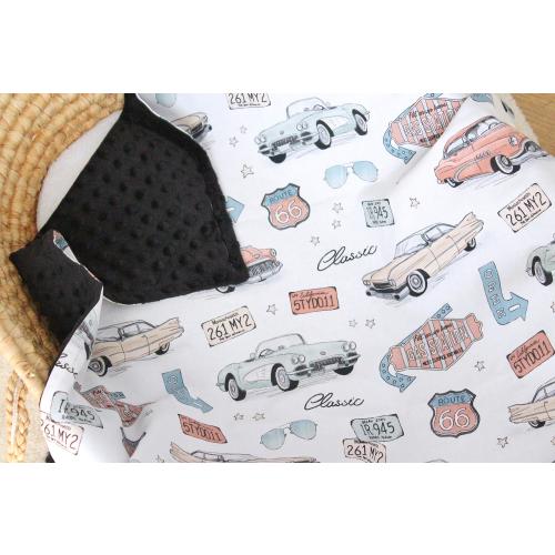 Retro Old Car Baby Blanket, Vintage Car Personalized Blanket, American Old Fashioned Car Minky Lovey, Sport Car Nursery, New Baby Boy Gift