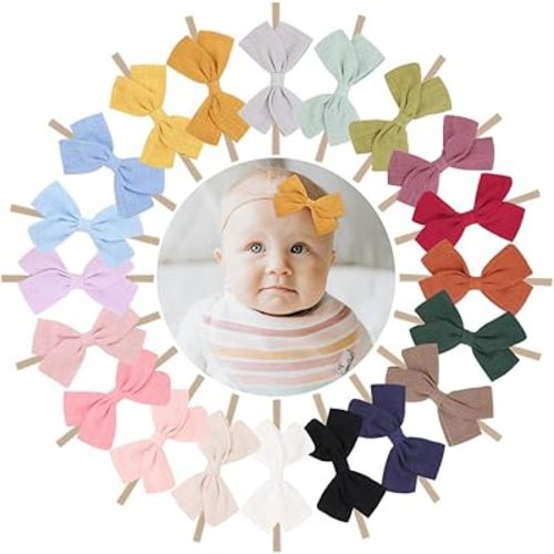 Baby Girls Bows Headbands Nylon Elastic Hair Accessories Soft Stretchy Hairbands for Infant Toddlers Newborn Essentials