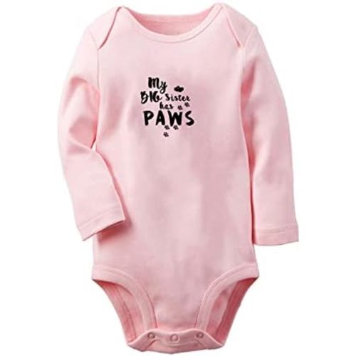 iDzn MY BIG SISTER HAS PAWS Funny Rompers, Newborn Baby Bodysuits, Infant Jumpsuits Outfits, Kids Long Sleeves Clothes