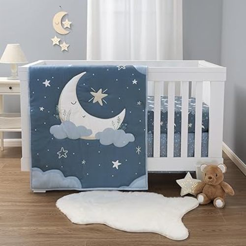 The Peanutshell 3 Piece Celestial Serenity Baby Crib Bedding Set Boy Nursery Decor Boy Crib Comforter Set, Boho Neutral Quilt and Accessories, Gender Neutral