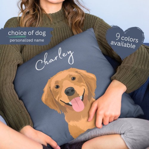 Golden Retriever Pillow, Custom Dog Portrait Cushion, Pet Owner Gift Idea, Personaliazed Lab Pooch Face Pillows, Labrador Home Decor Throw