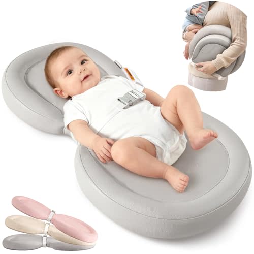 Baby Changing Pad with Waterproof & Wipe-Clean, Non-Slip Foldable PU Diaper Changing Pad, Adjustable Safety Belt, Changing Pad for Dresser, Changing Table, 24"X16",Gray