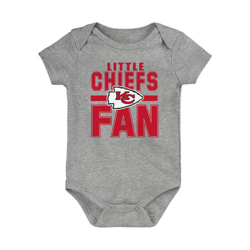 Kansas City Chiefs Baby Grey Little Fan Short Sleeve One Piece