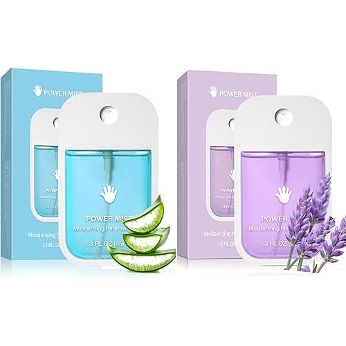 Power Mist Hand Sanitizer Spray, Spray Power Mist Hydrating Sanitizer Spray Travel Size, Portable Pocket Hand Sanitizer Multi-Flavor Cleanses Your Hands (Blue & Purple)