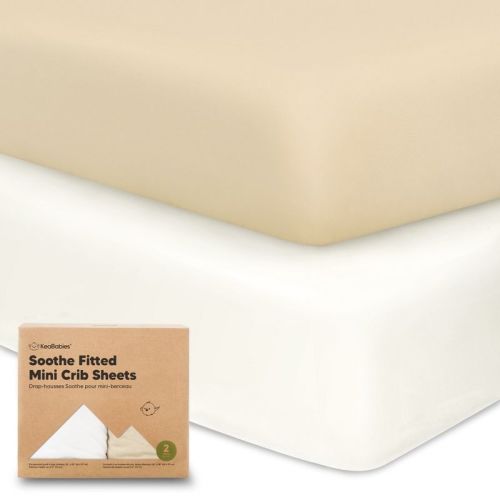 Keababies Mini Crib Sheets For Baby Girls, Boys, 2-pack Soothe Pack And Play Sheets Fitted, Organic Pack N Play Mattress Sheet (khaki)