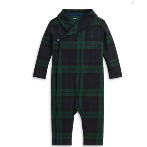 Polo Boys' Plaid Interlock Shawl Coverall - Baby
