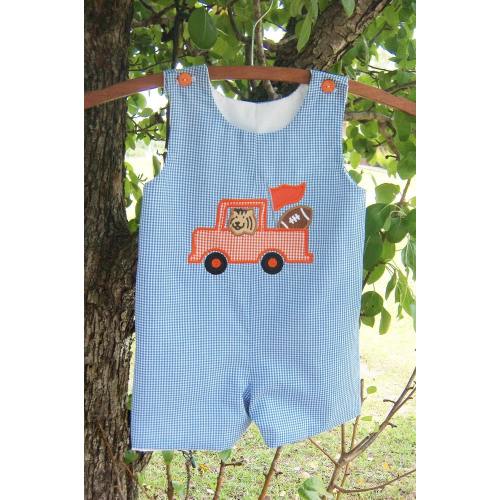 Auburn Tiger Truck blue Gingham jon jon sizes 9mo 1t 2t 3t FREE SHIPPING