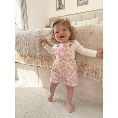 Baby& Toddler Daisy Dungarees , Girl Floral Spring Overalls , Girl Summer Outfit, Toddler Girl Floral Romper