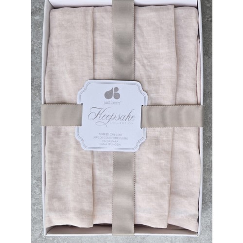 Classic Vintage Nursey Just Born 100% Linen Blush Pink Crib Ruffle 16" Skirt $90