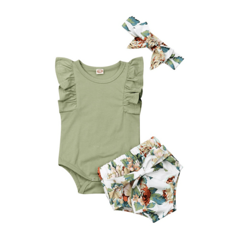 MOLLY Floral Outfit with Headband - Hazel & Bo