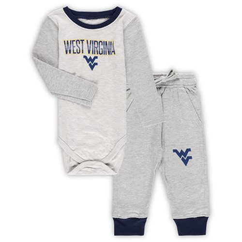 West Virginia Mountaineers Wes & Willy Infant Jie Jie Long Sleeve Bodysuit & Pants Set - Heather Gray