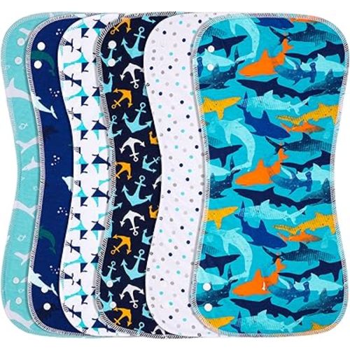 Baby Burp Cloths & Baby Bibs 2-in-1 Design Large Size 3-Layers Thicken 100% Cotton Super Absorbent and Soft Baby Spit Up Burping Rags Baby Burp Cloth Set for Boys 6 Pack