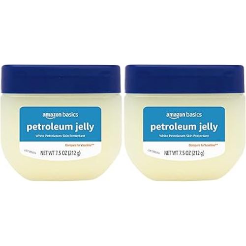Amazon Basics Petroleum Jelly White Petrolatum Skin Protectant, Unscented, 7.5 oz, 2-Pack, (Previously Solimo)