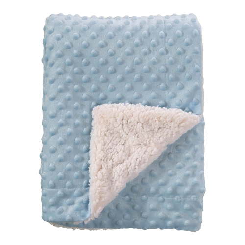 "CREVENT Cozy Sherpa Baby Blanket, Soft Plush Polyester, Lightweight All-Season Use, Blue Dot, 30""x40"