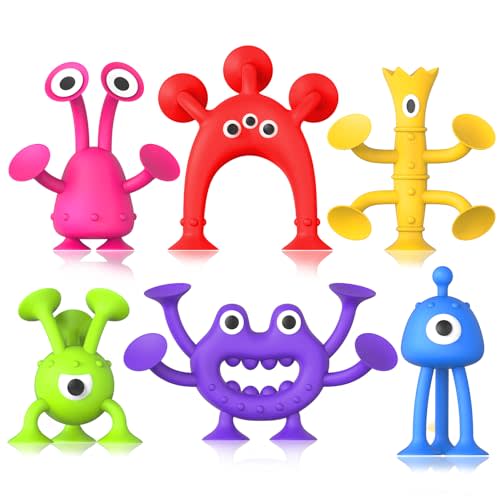 Baby Bath Toys Suction Toy: Sensory Suction Bath Toys for Toddlers, Kids Mini Suction Fidget Toys Suction Cup Toys for Windows Building Toys, No Hole Bath Toys for Boys Girls Travel Toys Gifts