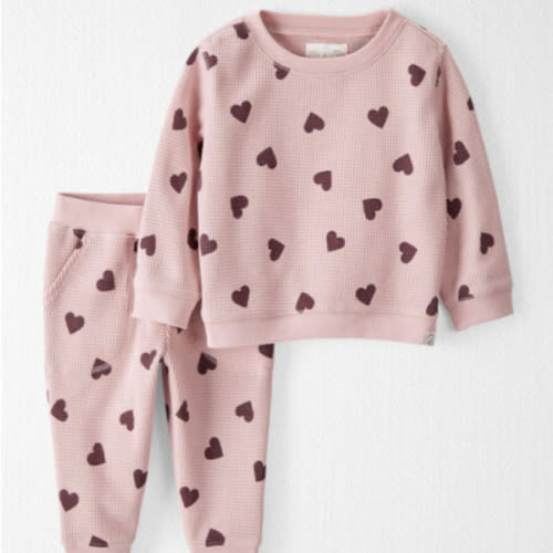Baby Waffle Knit Set- Hearts