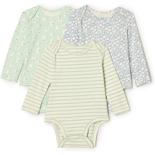 Amazon Essentials x Sofia Grainge Unisex Babies' Long Sleeve Crew Neck Bodysuit, Pack of 3