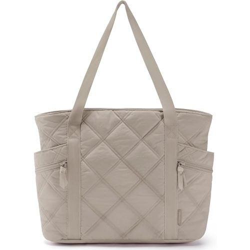 BAGSMART Tote Bag for Women, Puffer Carry On Tote with Zipper, Travel Essentials Quilted Nurse Travel Bag