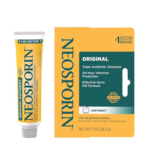 Neosporin Original First Aid Antibiotic Ointment with Bacitracin Zinc For Infection Protection, Wound Care Treatment & Scar Appearance Minimizer for Minor Cuts, Scrapes and Burns, 1 oz