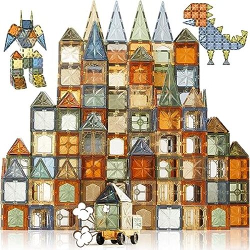 Fodoss Magnetic Tiles,102pcs Innovative 3D Magnetic Tiles Set,Magnet Building Toys for Kids,STEM Learning and Encouraging Imaginative Play (102pcs 3D Magnetic)