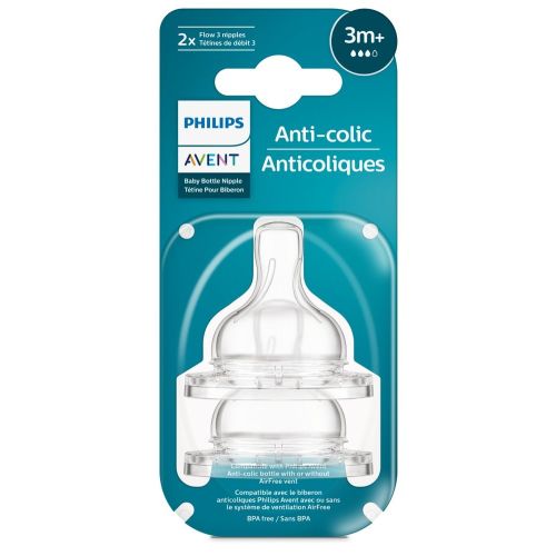 Avent Anti-Colic Teats 3 Month+ - 2 Pack