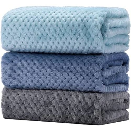 Newwiee 3 Pcs Baby Blankets 30" x 40" Soft Fuzzy Blanket Neutral Toddler Blanket Warm Crib Blanket Cozy Receiving Blanket for Toddler Infant Newborn Stroller Travel Supplies (Bright Color)