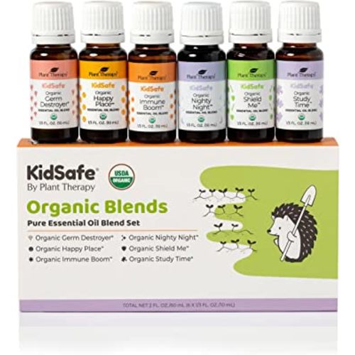 Plant Therapy KidSafe Organic Essential Oil Blends Set 10 mL (1/3 oz) 100% Pure, Undiluted, Therapeutic Grade