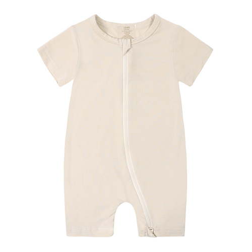 JIUKE Unisex Rompers Infant Baby Boy Girl Clothes Jumpsuit Short Sleeve Onesie Zipped Bodysuit Solid Color
