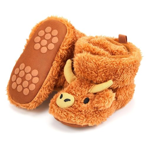 Baby Booties Highland Cow Baby Shoes Animal Unisex Newborn Infant Slippers for Toddler Infant Boy Girl