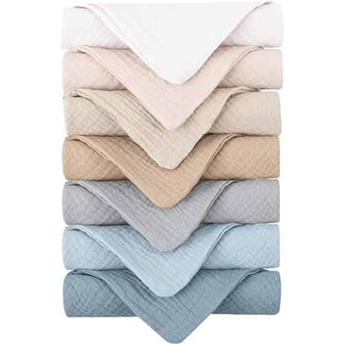 Konssy 7 Pack Face Cloths, Soft Wash Cloth for Washing Face, Cotton Face Towels for Sensitive Skin Women Facial Makeup Remover Reusable Absorbent Washcloths (11 x 11 Inch)